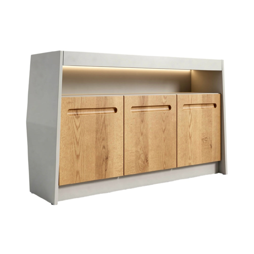 Buffet contemporain en bois et MDF avec éclairage intégré