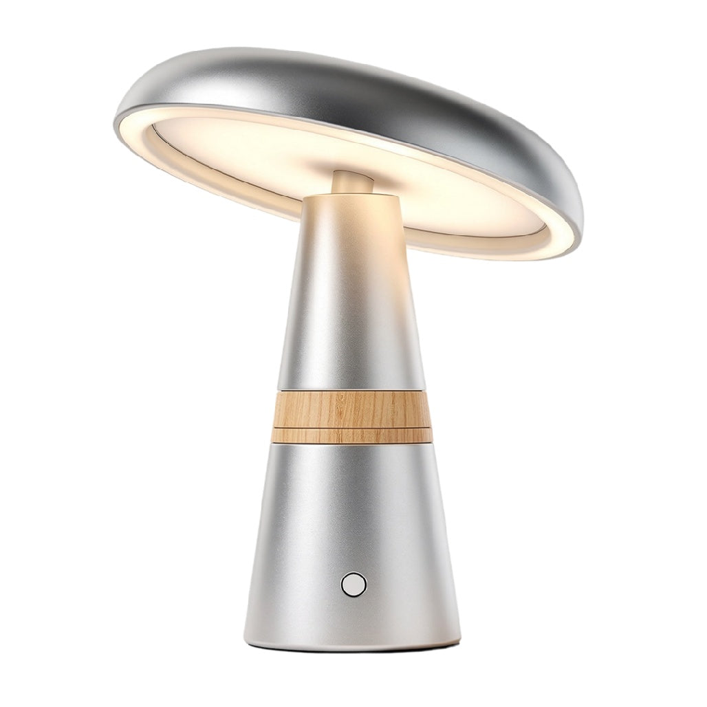 Lampe de table LED avec base en bambou et diffuseur en aluminium