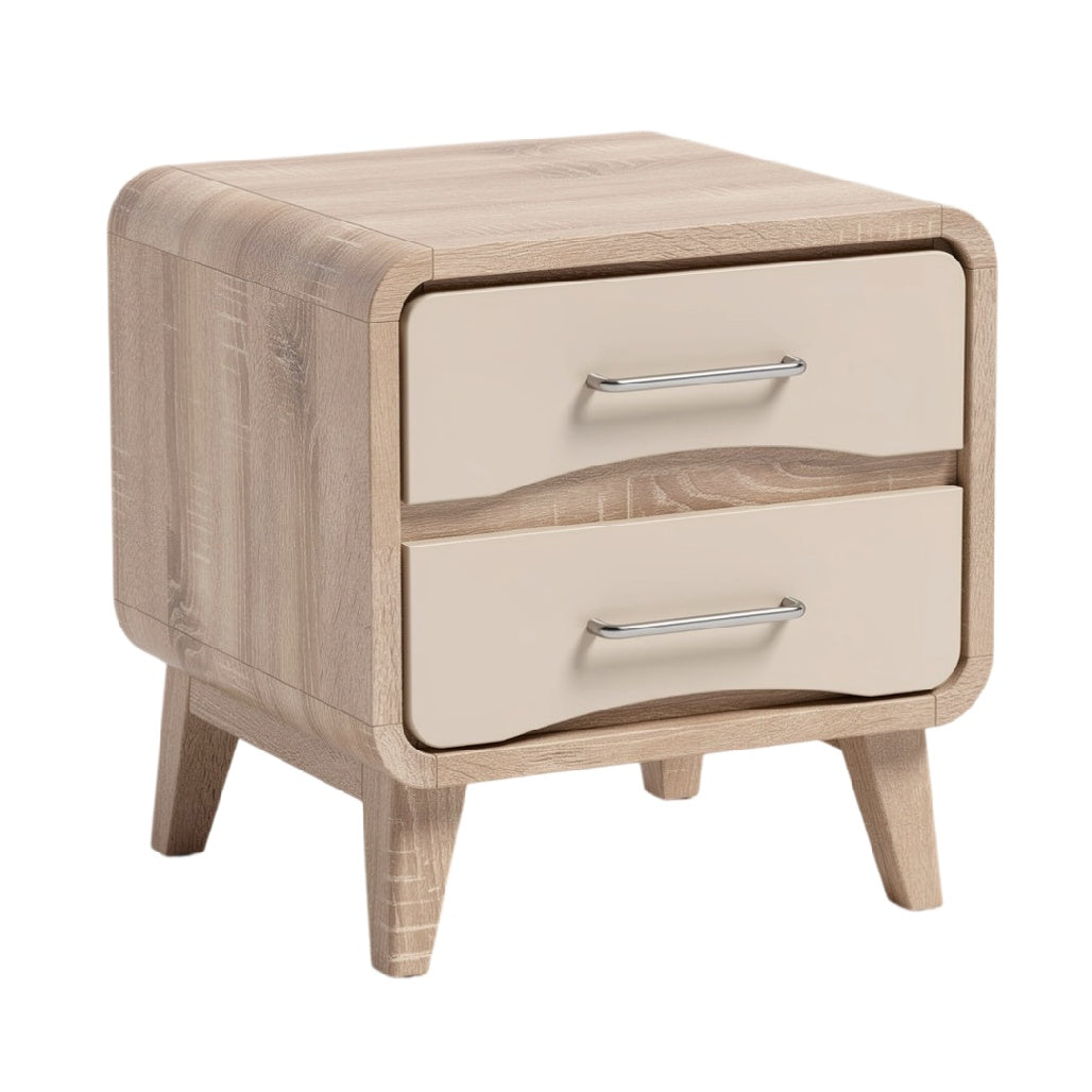 Table de chevet en bois avec tiroirs, design moderne